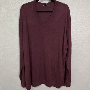 NWT Men's Merino Wool Sweater Maroon 3XT‎ Hart Schaffner Marx Soft V Neck Comfy